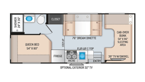 2022 Thor Chateau interior layout with dimensions