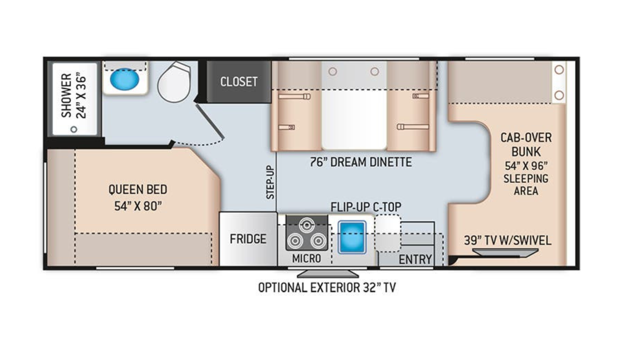 2022 Thor Chateau interior layout with dimensions
